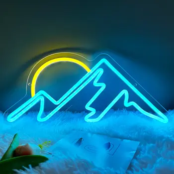 Неоновая вывеска Sunset Sunrise-Неоновые вывески для декора стен, горный светодиодный неоновый светильник для спальни, гостиной, с питанием от USB на День рождения