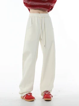 2023 Весенне-зимние широкие бархатные мешковатые спортивные брюки с высокой талией, повседневная уличная одежда, Свободные брюки Harajuku, джоггеры для женщин