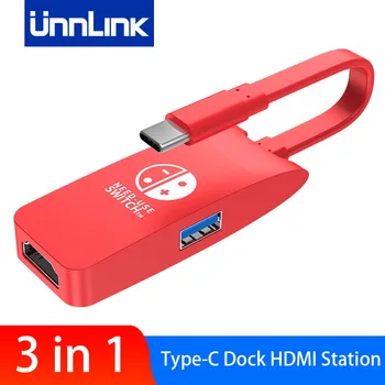 UNNLINK 3 в 1 USB Type C HDMI Адаптер Для игрового Коммутатора 4K HDMI Конвертер PD 100 Вт Кабельная Подставка Док-станция Для Телевизора Ноутбука Macbook iPad