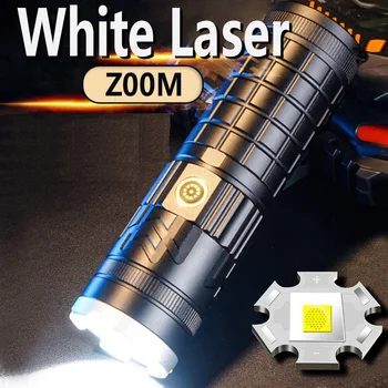 Супер яркий тактический фонарик на открытом воздухе Многофункциональный Дальнобойный Перезаряжаемый Портативный Зум-белый лазерный пистолет