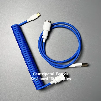 Новый сине-белый Colorway, индивидуальный кабель для клавиатуры, колпачок для ключей, Авиационный штекер, Кабель для передачи данных Type-C Mirco к разъему USB, зарядное устройство для клавиатуры