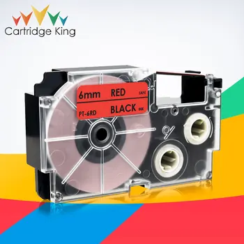 Совместимая с кассетной этикетировочной лентой Casio XR-6RD Черная на красном 6 мм * 8 м Замена Устройства для изготовления этикеток Casio KL-60 KL-120 KL-HD1 KL-P350W