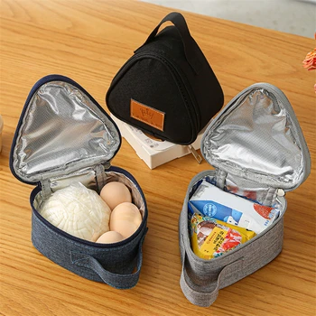 Термосумка для завтрака, маленькие треугольные сумки для ланча с рисовыми шариками, Милые портативные сумки для Бенто, свежие сумки для женщин и детей