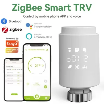 Привод радиатора Tuya Smart ZigBee 3.0 и BT TRV Программируемый термостатический клапан радиатора Приложение Дистанционный Голосовой регулятор температуры