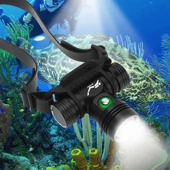 Налобный фонарь для дайвинга, 100 метров, Подводная фара XM-L2, светодиодный фонарик для подводного плавания, Водонепроницаемый IPX8 18650, светильник, 3 режима