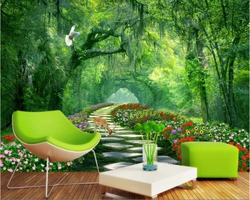beibehang papel de parede Лесной парк зеленая тень дорога 3d фон настенные обои hudas красивые обои для гостиной