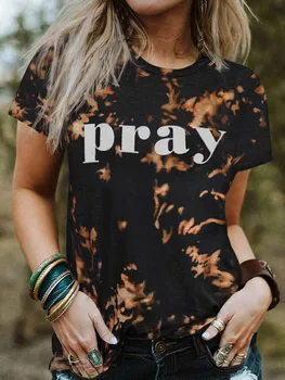 Футболка Pray Tie Dye 2023, Модная футболка Christian Jesus Faith с коротким рукавом, Женская футболка с буквенным рисунком, Уличная одежда