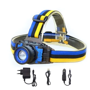 мощный светодиодный налобный фонарь Перезаряжаемый масштабируемый передний головной фонарь с фокусом, фара для рыбалки, кемпинга, зарядное устройство