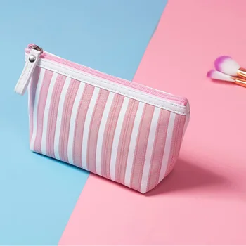 Новая креативная женская косметичка в полоску, корейская косметичка, портативная дорожная сумка для хранения, сумка для туалетных принадлежностей, коробка для хранения макияжа