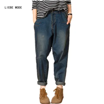 Джинсовые брюки Свободного кроя Для женщин, большие размеры, мешковатые джинсы бойфренда для женщин, Большие размеры L-3XL 4XL 5XL